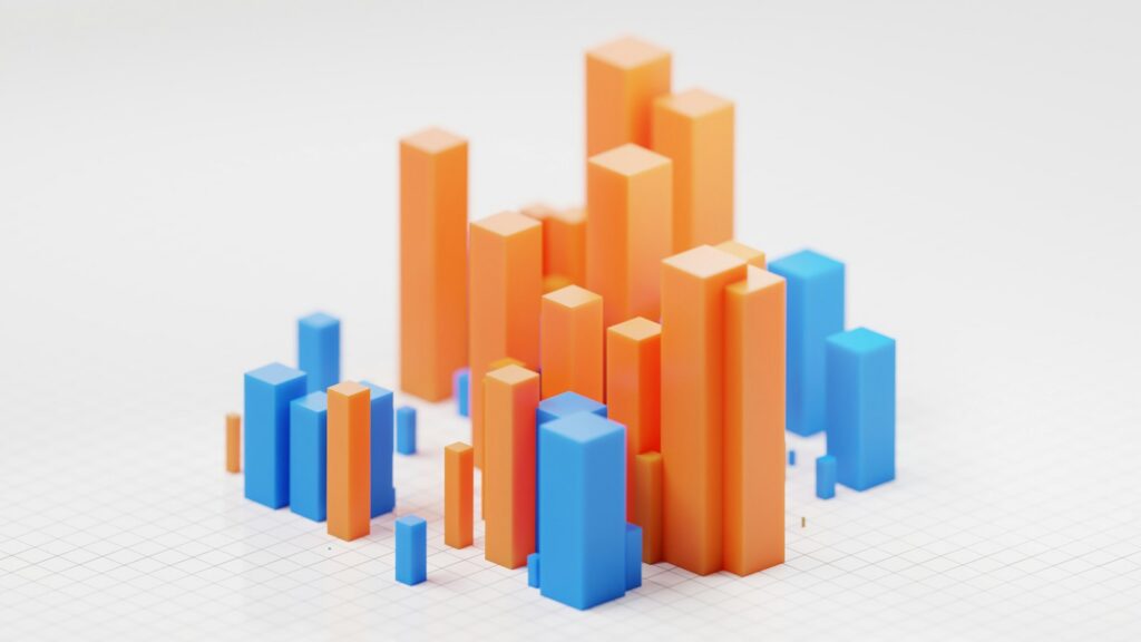 3D bar chart illustrating revenue drivers and business growth